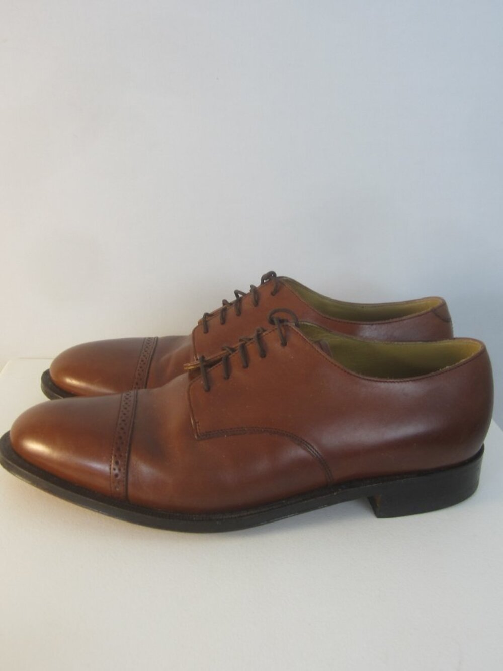 Johnston & Murphy Aristocraft Men 9 E Brown Leather Cap Toe Dress Shoes Classic - Picture 6 of 14
